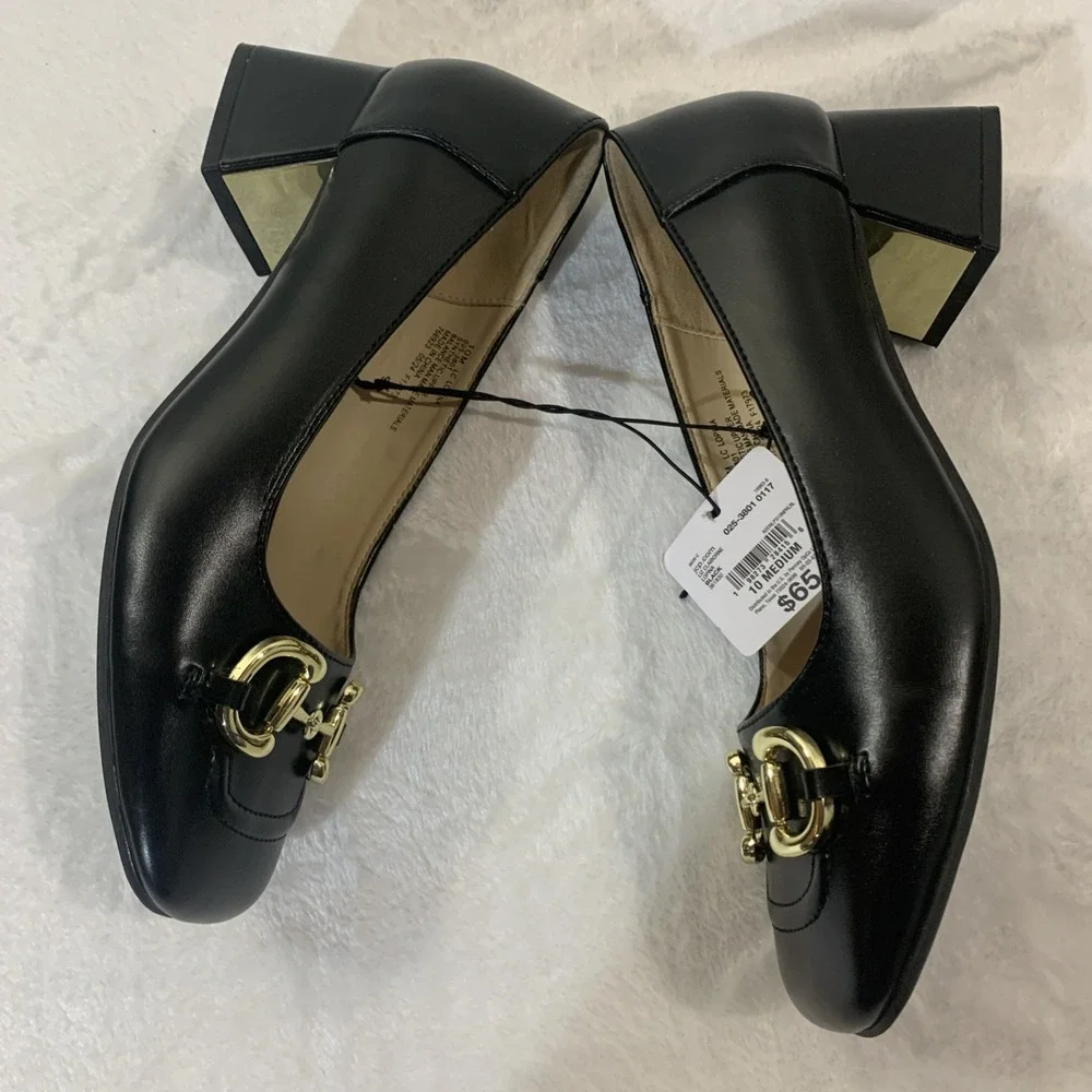 Giani Bernini Ameriee Dress Pumps Black Memory Foam Block Heel NIB - Size 10